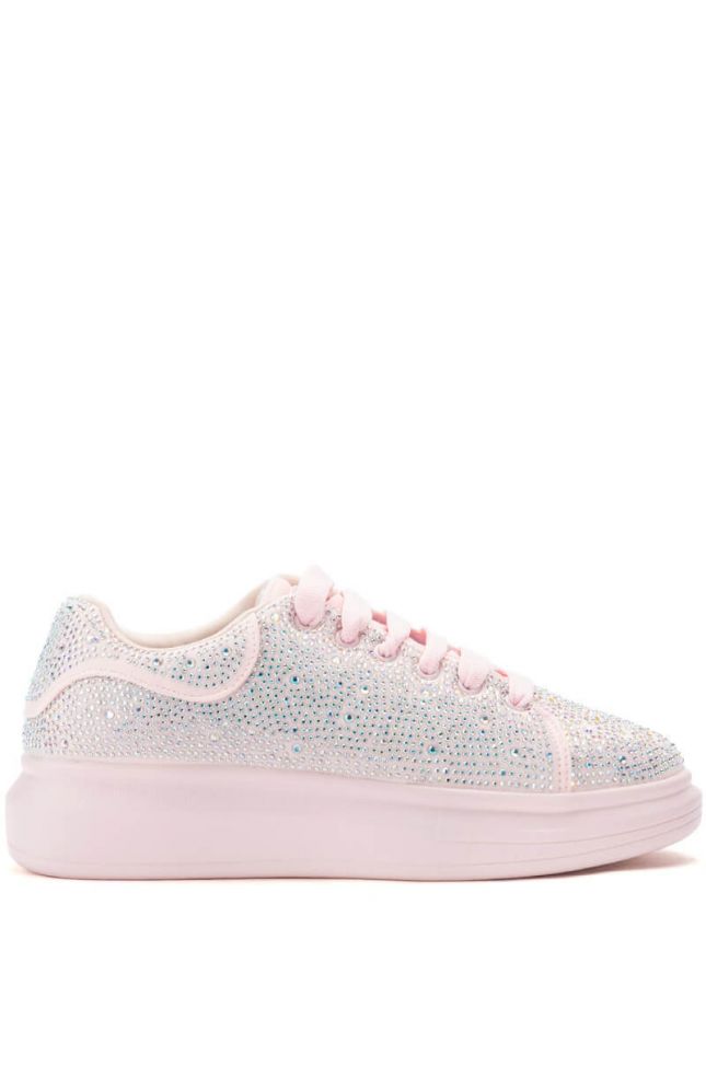 Side View Sia Embellished Sneaker In Pink