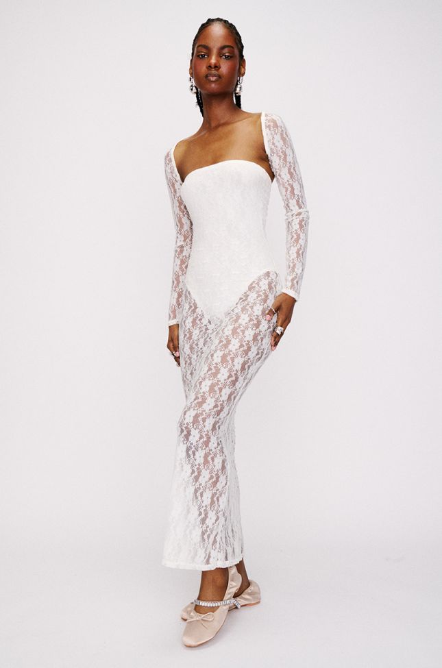 Extra View Sianne Strapless Floral Lace Maxi Dress