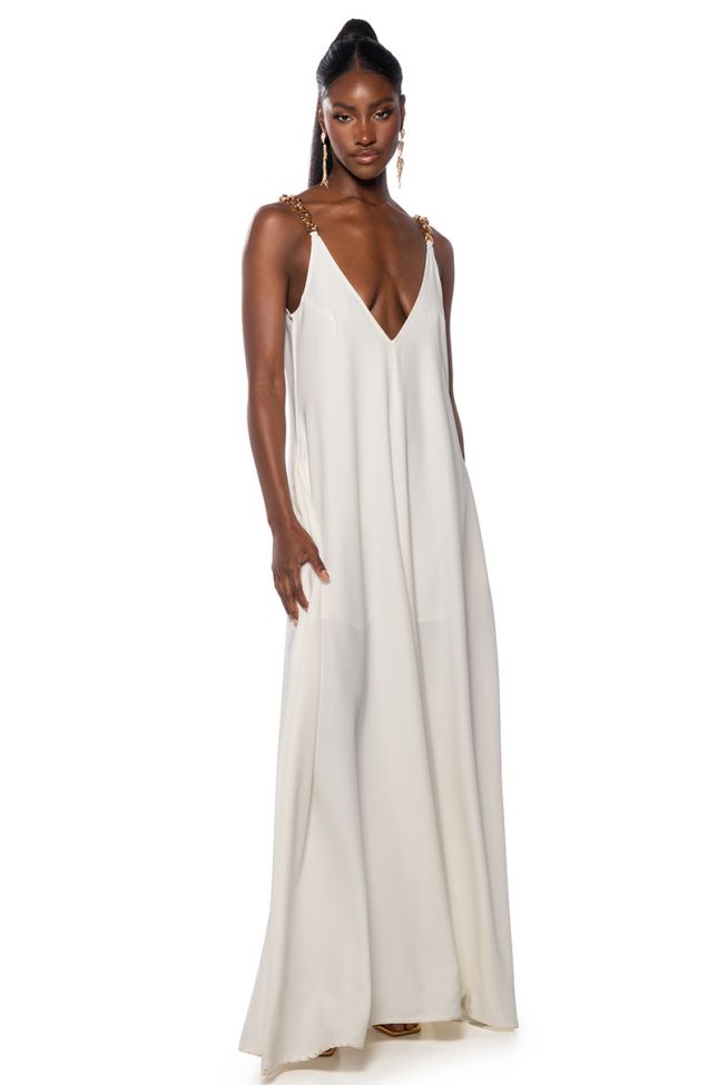 Front View Sicily Sleeveless Wide Leg Jumpsuit In White