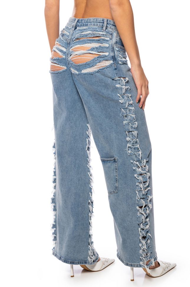 Back View Sidestep Distressed Relaxed Fit Jeans