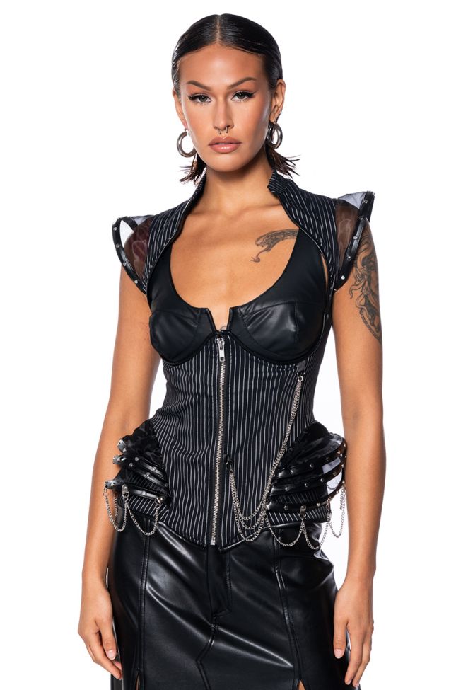 Front View Silas Chain Detail Underbust Corset Top