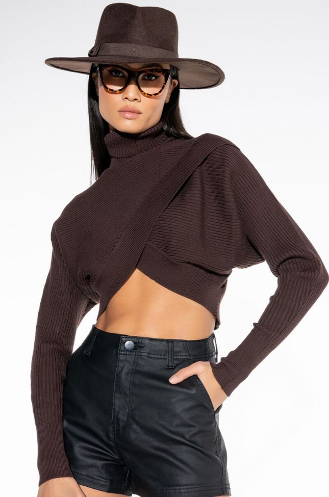 Front View Sitting Pretty Cropped Turtleneck Sweater