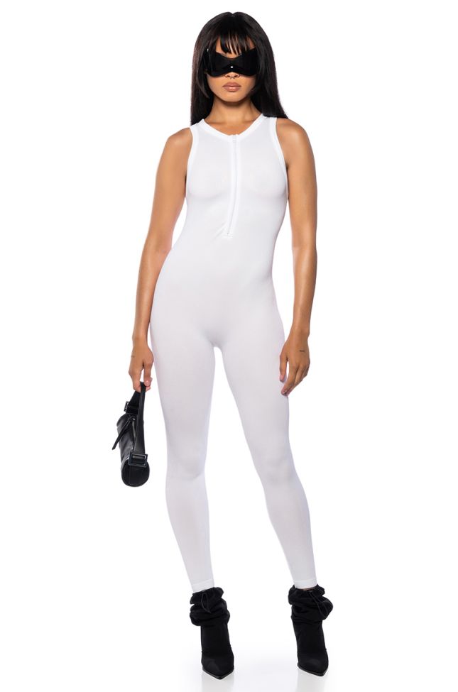 Front View Sleeveless Jumpsuit With Zipper