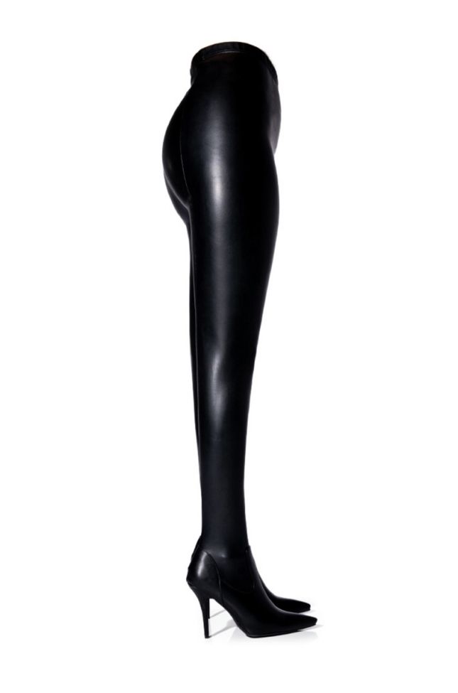 **SLIM FIT** AZALEA WANG LOVE IS IN THE AIR SEXY STILETTO PANT BOOT IN BLACK PU