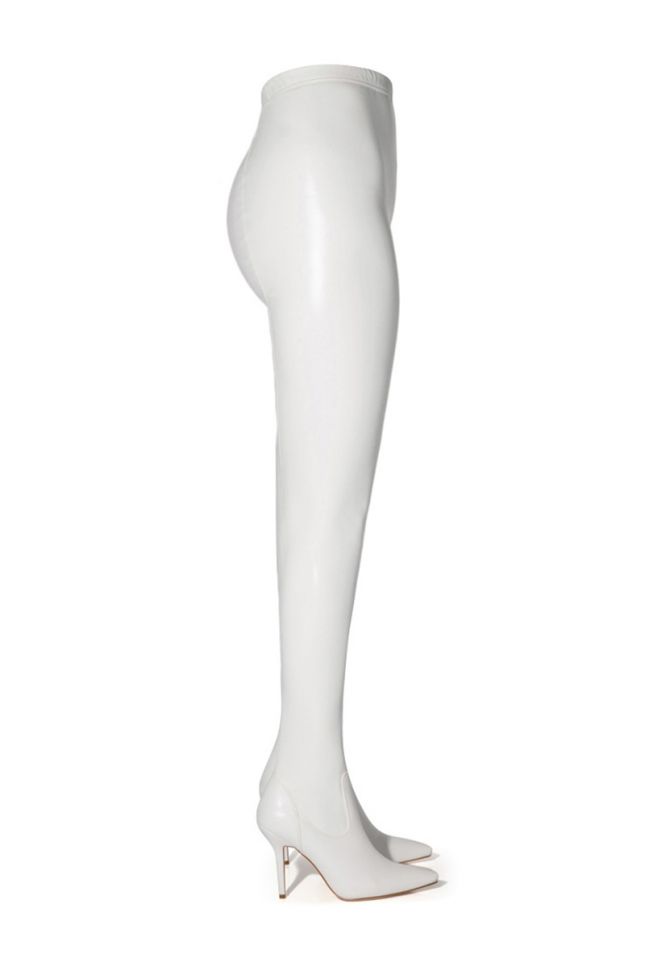 **SLIM FIT** AZALEA WANG LOVE IS IN THE AIR SEXY STILETTO PANT BOOT IN WHITE