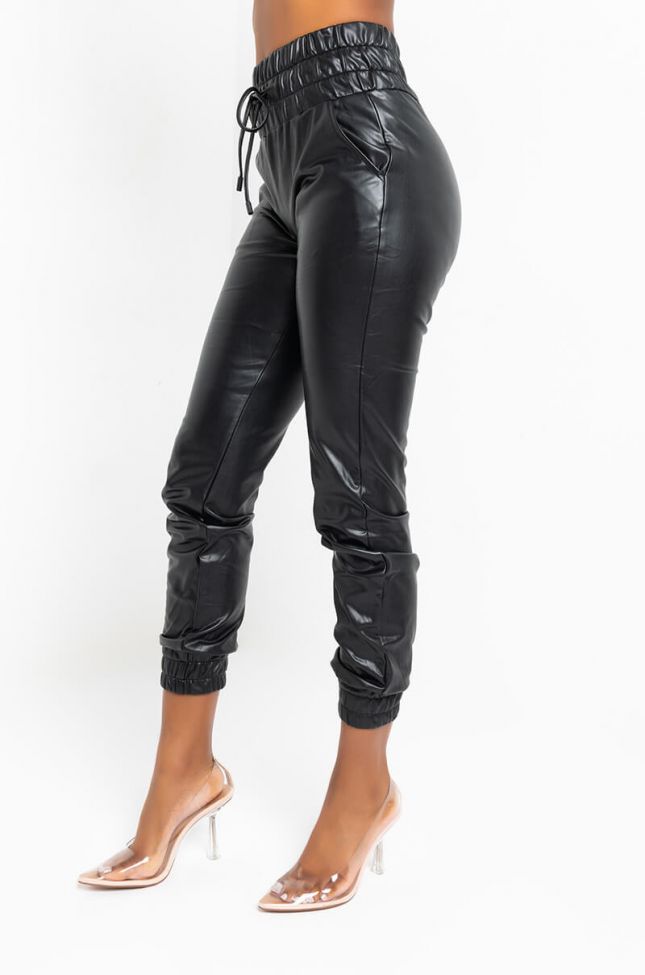 Front View Slim Thicc Faux Leather Jogger