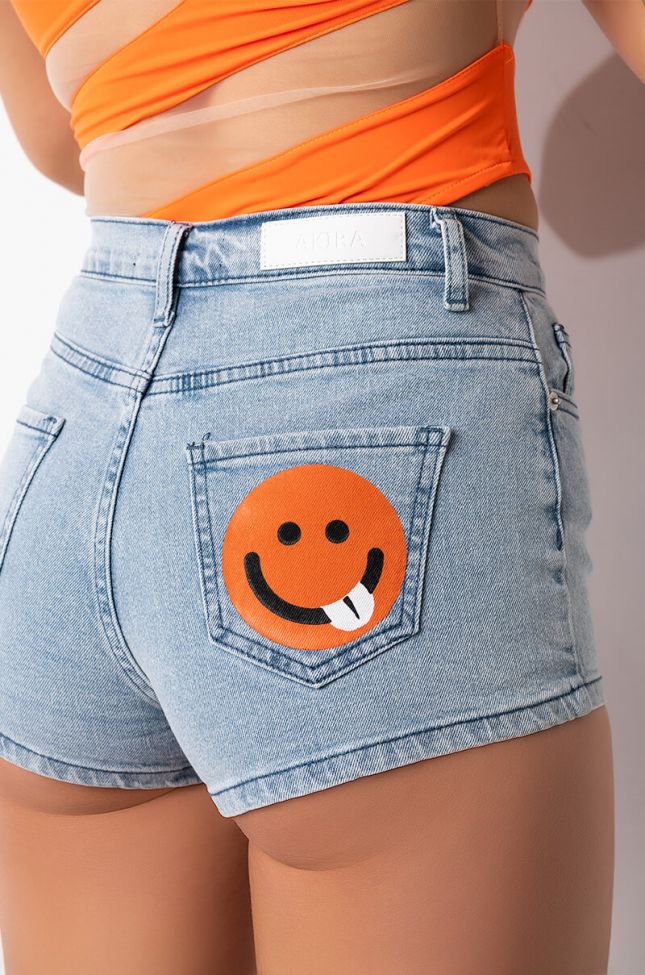 Front View Smile More High Rise Denim Short