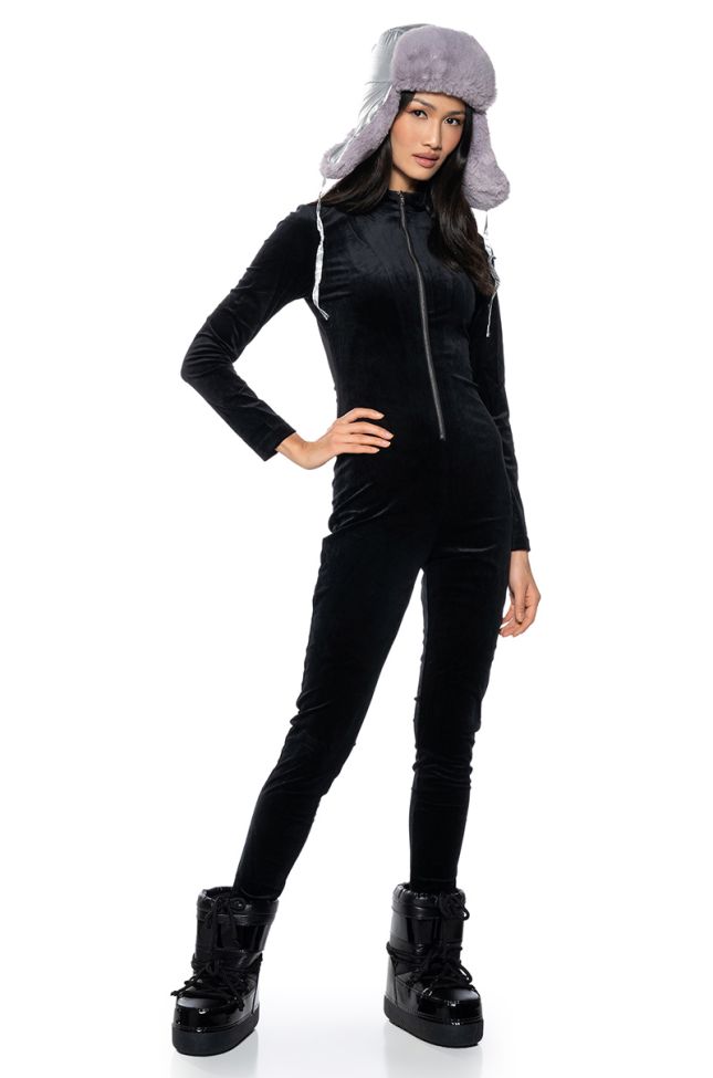 Front View Smooth Operator Velvet Jumpsuit