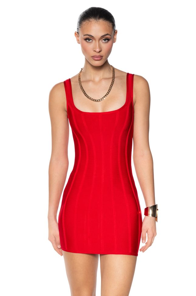 Side View Snatch Me Up Bandage Mini Dress In Red