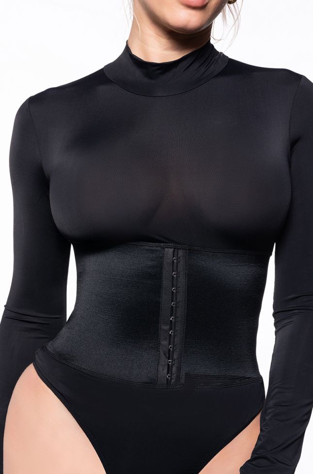 Front View Snatched Corset Long Sleeve Bodysuit