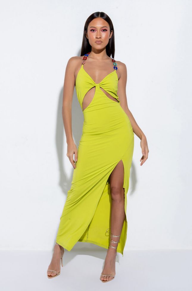 Front View So Hot High Slit Maxi Dress