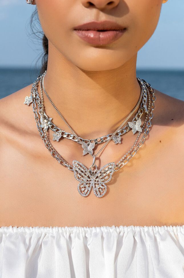Front View Social Butterfly Necklace Set