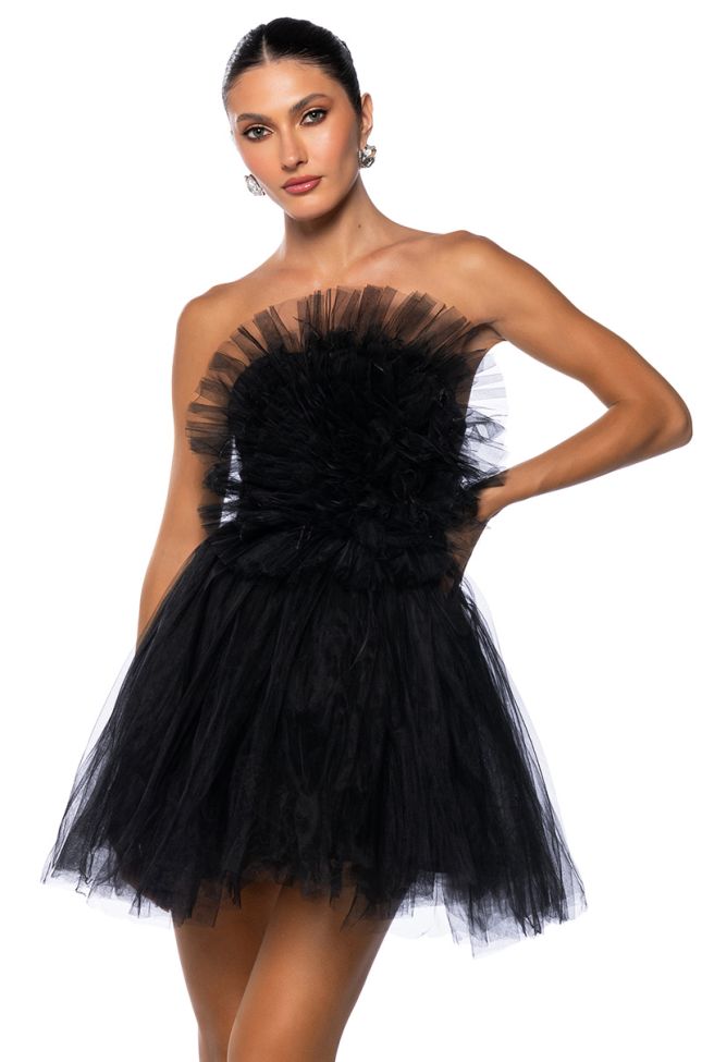 Extra View Something Light Tulle Mini Dress In Black