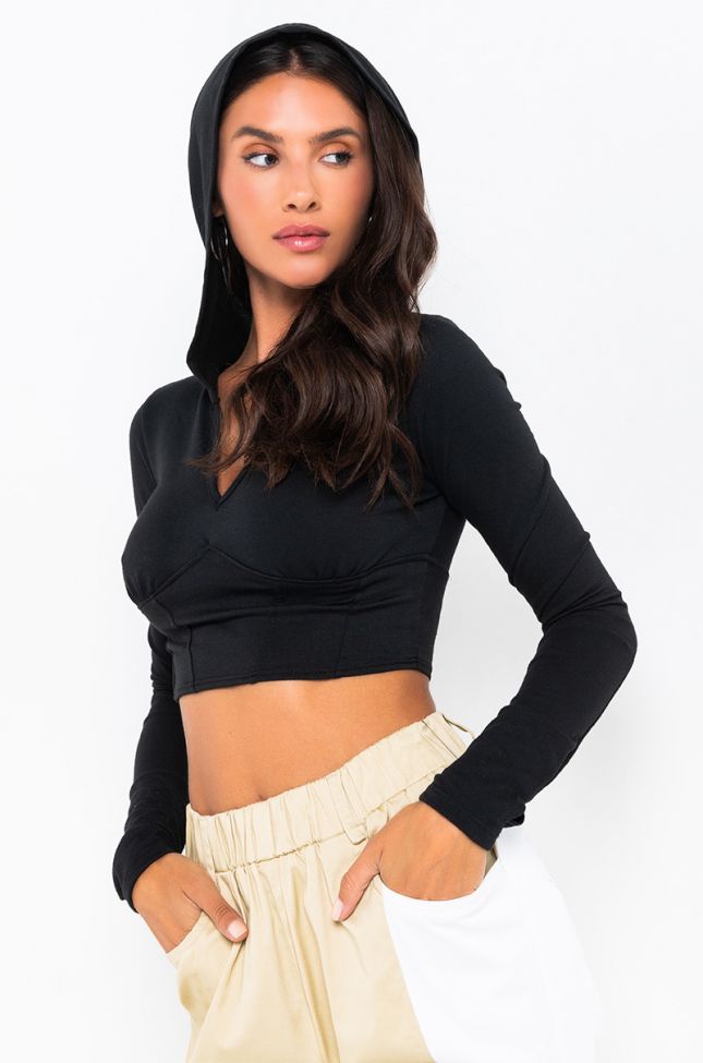 Front View Sometimes Shes Bougie Long Sleeve Sweatshirt in Black