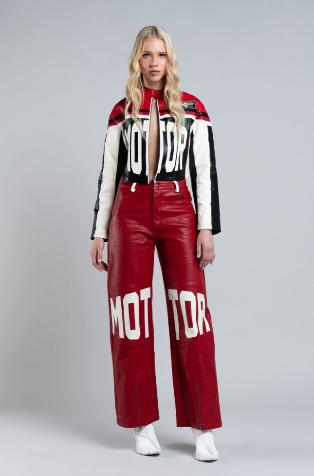 Extra View Speed Up Motor Faux Leather Pant