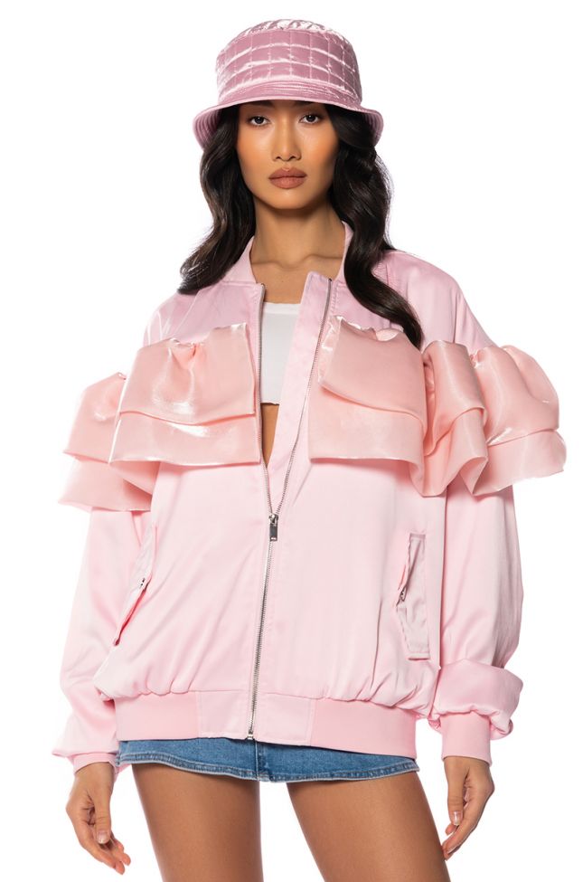 Front View Spice Up Your Life Ruffle Bomber