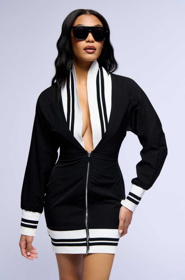 Extra View Sporty Chic Zip Up Mini Dress