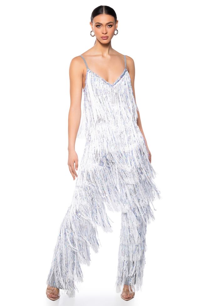 Front View Star Of The Show Fringe Jumpsuit