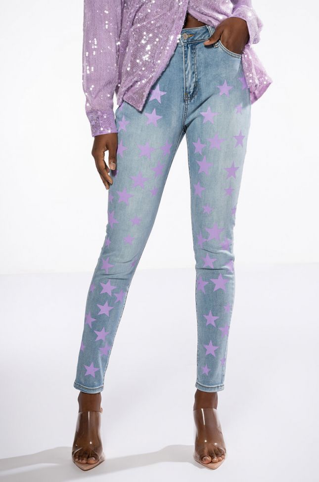 Front View Starlight Mid Rise Painted Skinny Jean