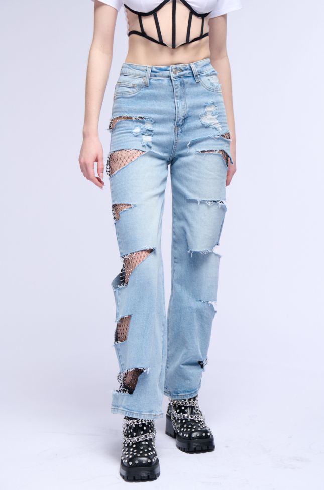 Front View Starstruck Rhinestone Relaxed Jeans