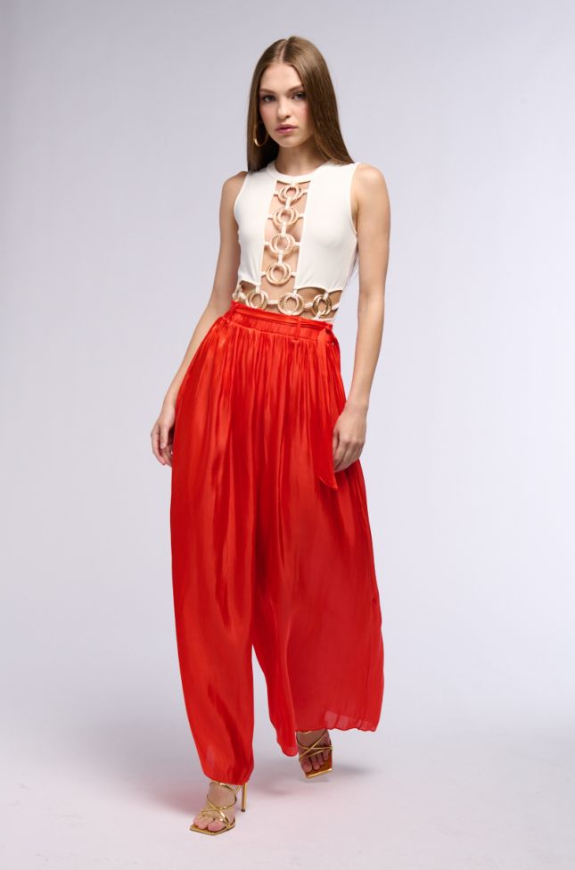 Extra View Stay A While Organza Palazzo Pants