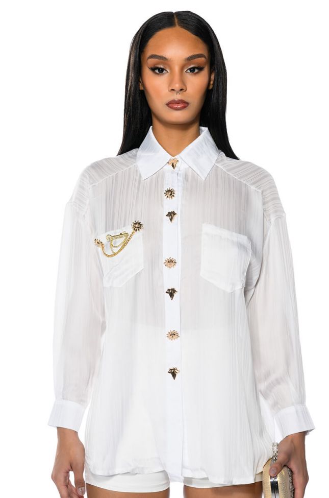STAY FLY OVERSIZED BUTTON DOWN BLOUSE