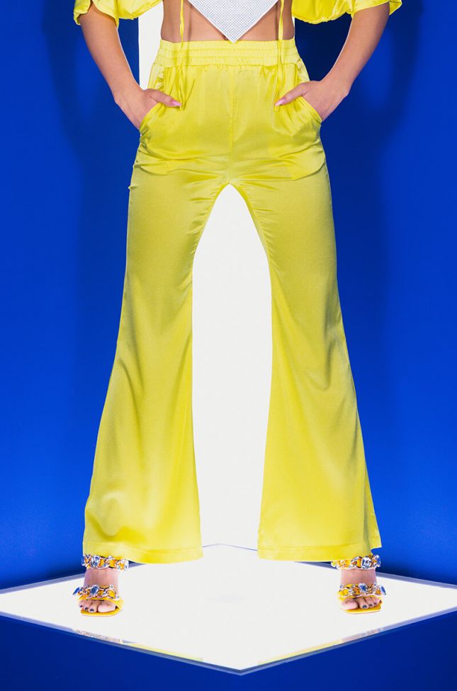 Front View Stay Gold Satin Wide Leg Pant