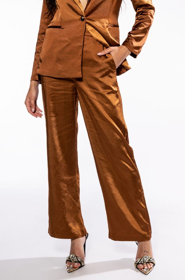 Front View Stay Radiant Satin Trouser