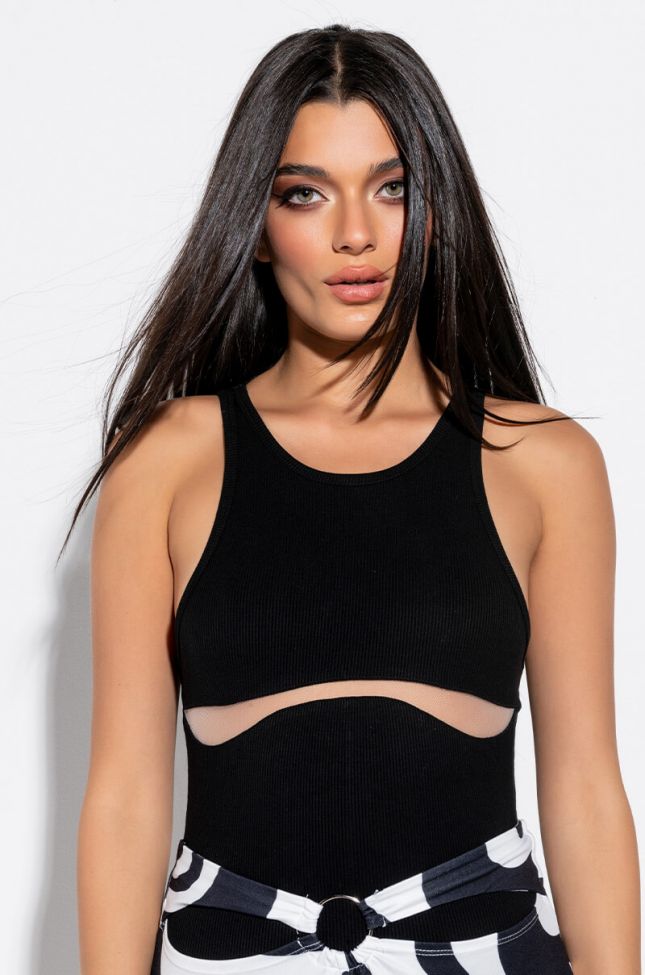 Front View Stealth Mode Sleeveless Cutout Bodysuit