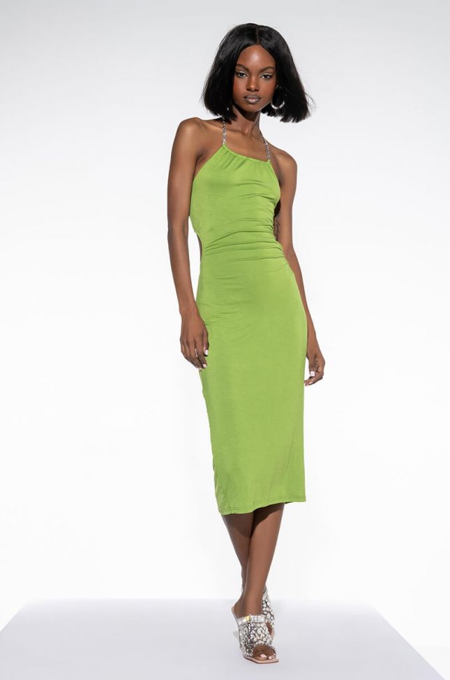 Front View Stop Staring Open Back Midi Dress