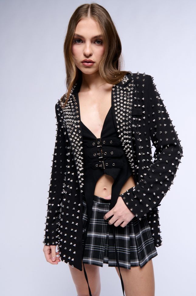 Front View Sugar And Spice Spiked Stud Blazer