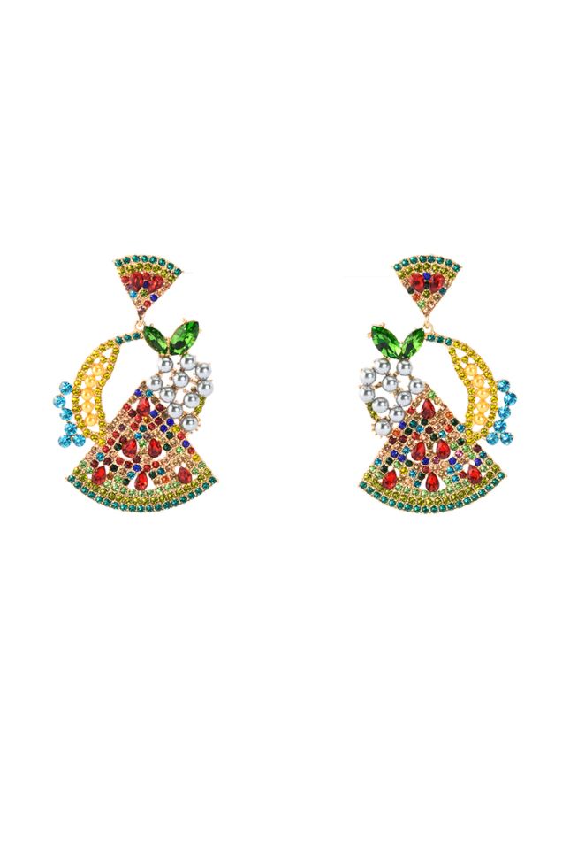 Side View Summa Time Embellished Statement Earrings