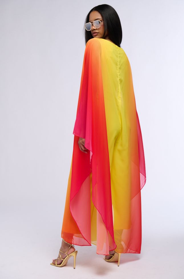 Extra View Sunset Ombre Chiffon Jumpsuit