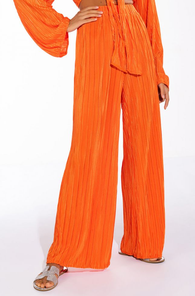 Front View Sunset Plisse Palazzo Pant