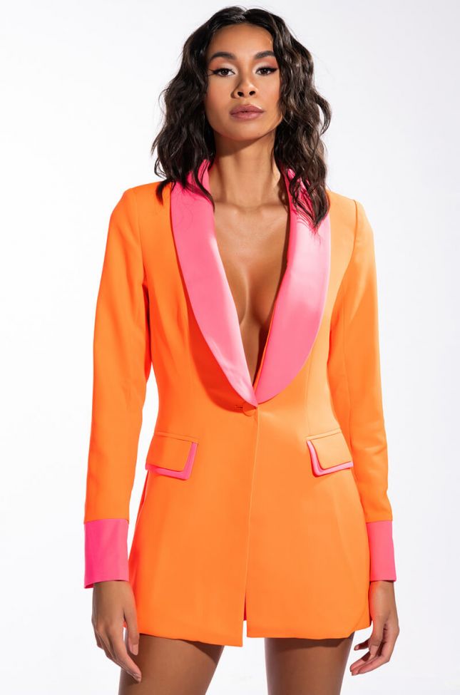 Front View Sunsets In Miami Neon Fitted Blazer