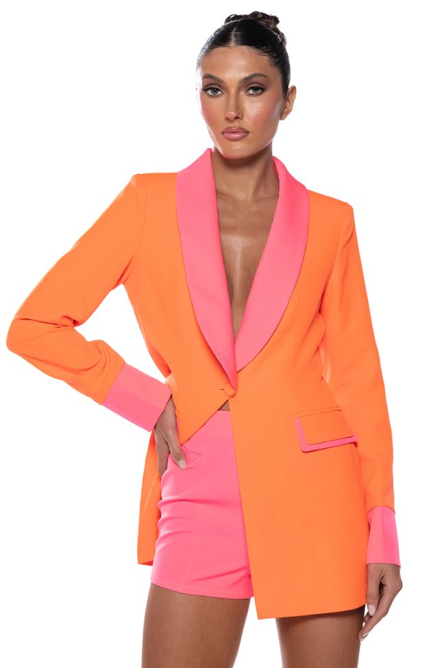 Side View Sunsets In Miami Neon Fitted Blazer
