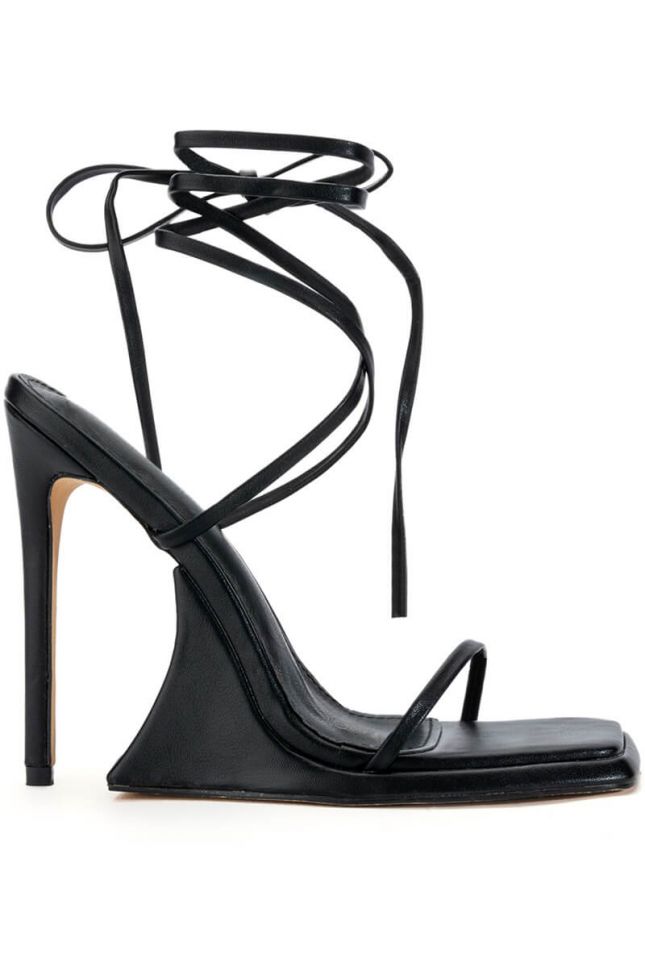 Side View Superlit Stiletto Sandal With Tie Up In Black