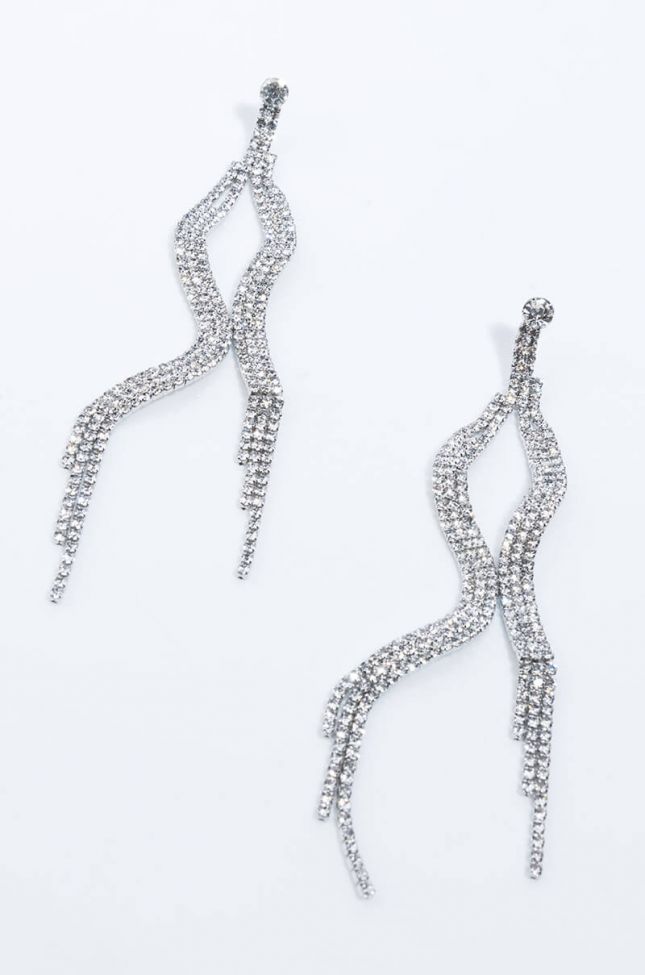 Side View Swerve Bling Earring in Silver