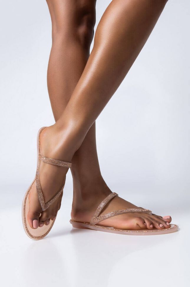 Front View Take Care Of You Flat Sandal in Nude