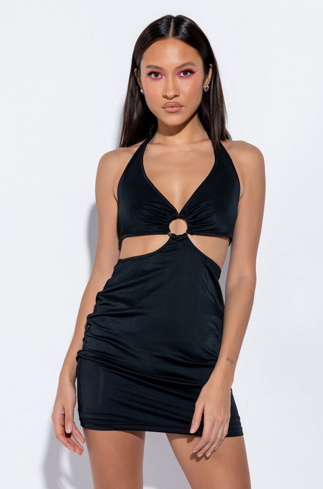 Front View Take Me On Vacay Halter Top Mini Dress