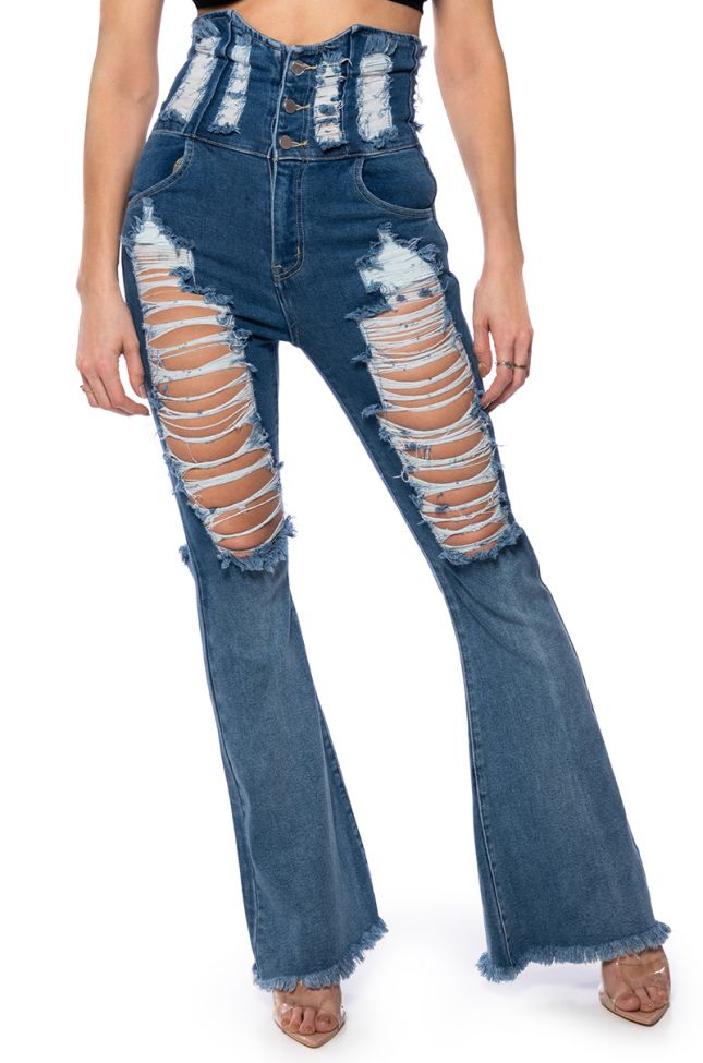 Front View Take Me Out Under Bust Denim Jean
