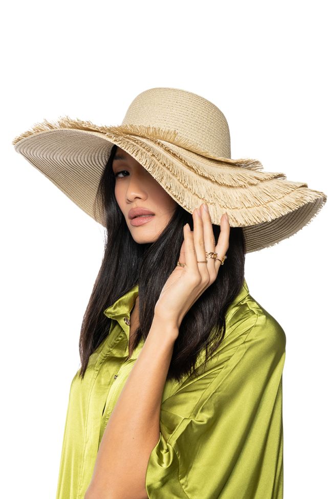 Front View Take Me To Tulum Fringed Straw Hat