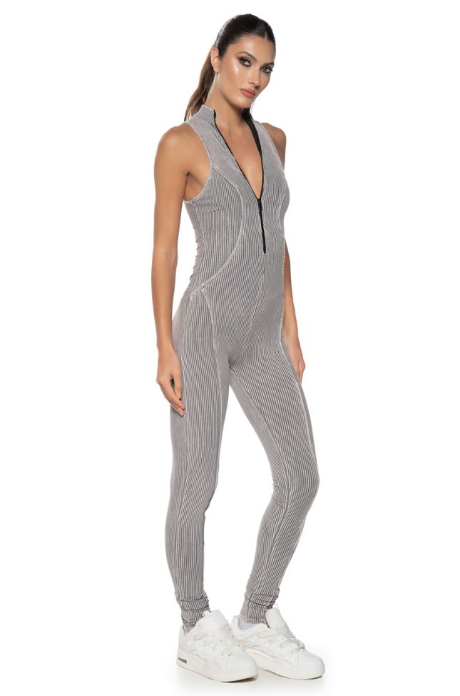 Front View Tatiana Zip Front Fitted Jumpsuit
