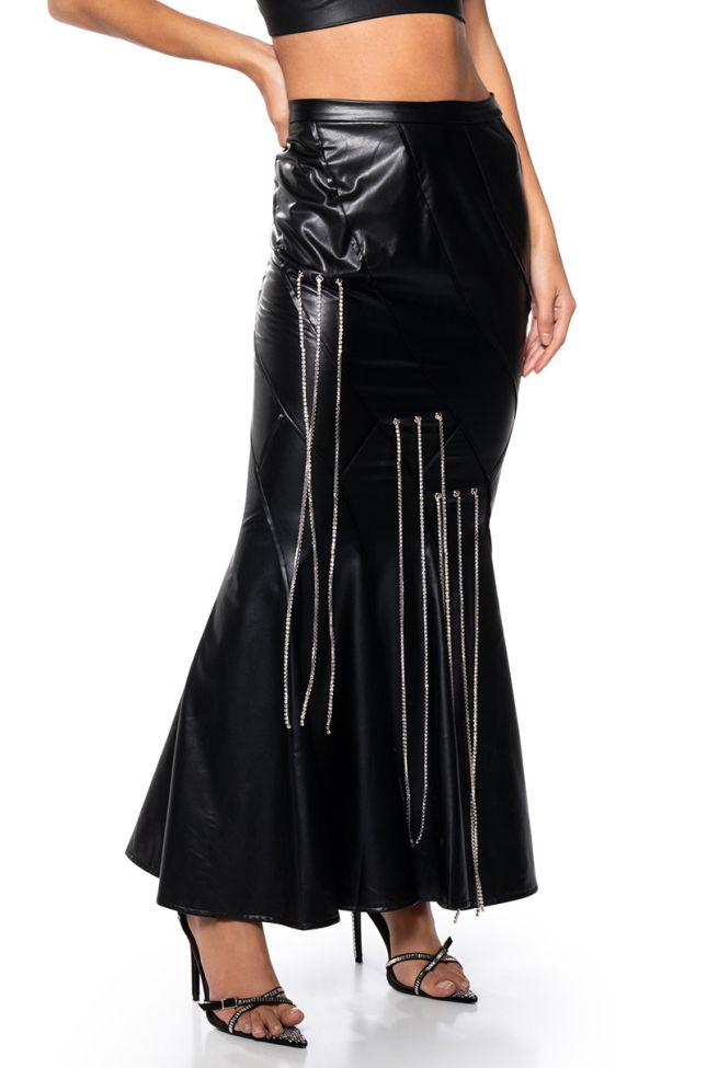 Extra View Tess Embellished Faux Leather Maxi Skirt