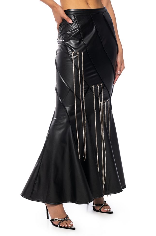 TESS EMBELLISHED FAUX LEATHER MAXI SKIRT
