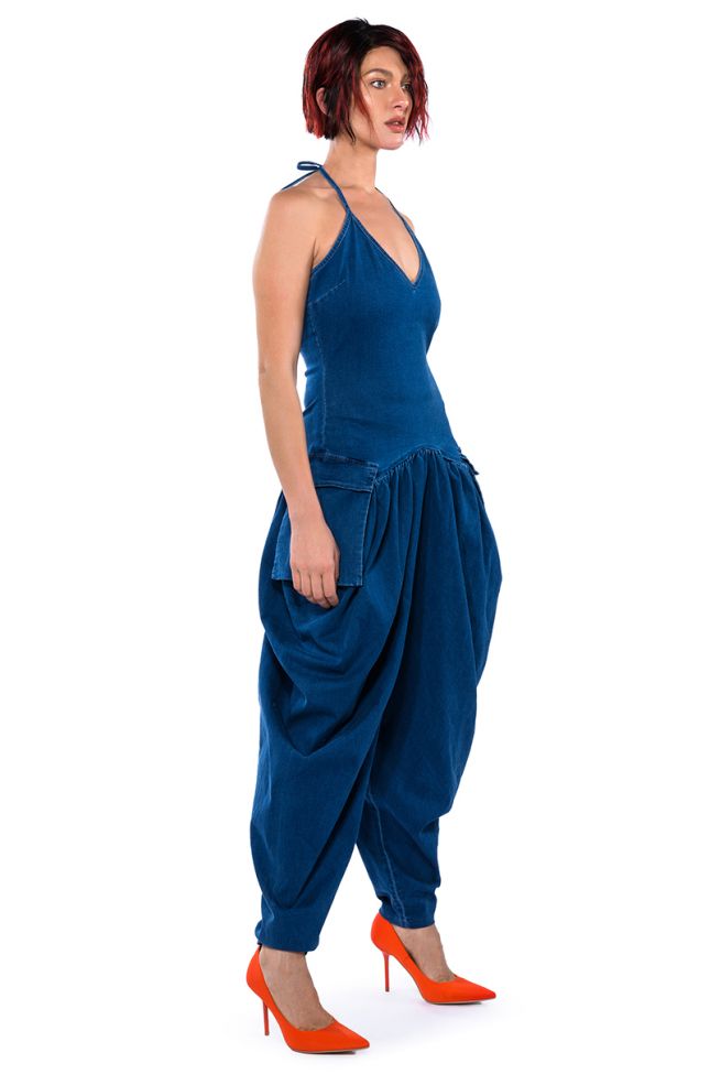 THALIA RELAXED FIT HALTER NECK JUMPSUIT