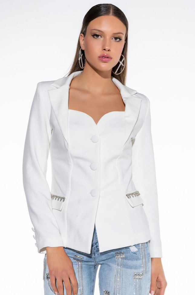 Front View Thats Amore Sweetheart Neckline Blazer