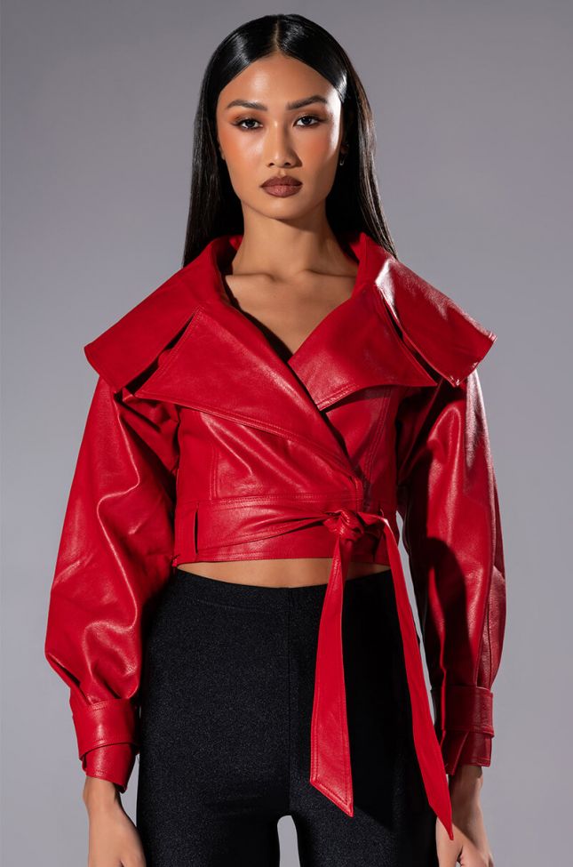 THE DRAMA WIDE COLLAR BELTED CROP MOTO