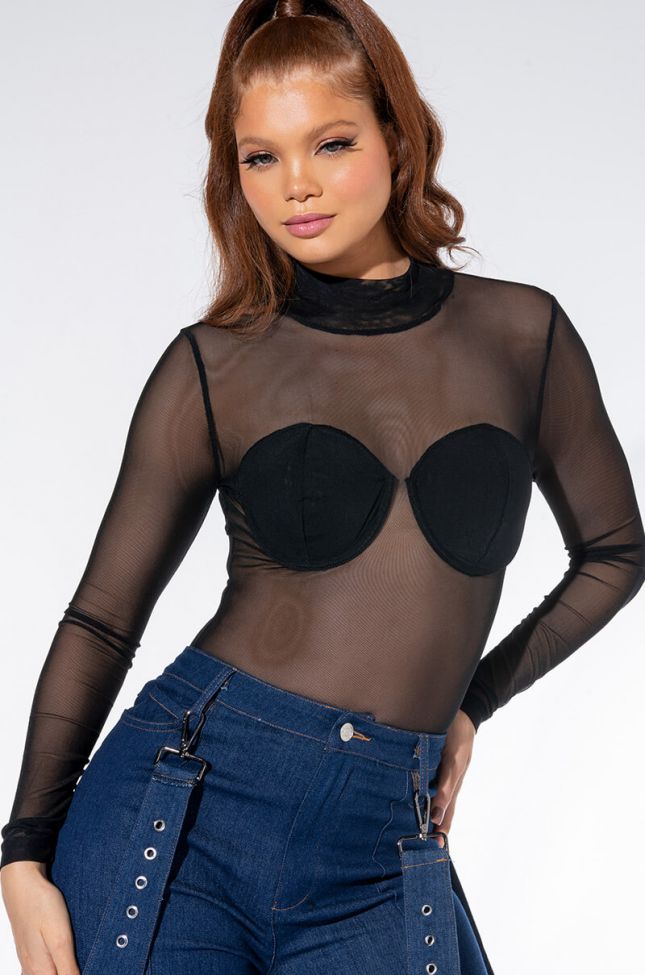 Front View The Lift Underwire Mesh Bodysuit