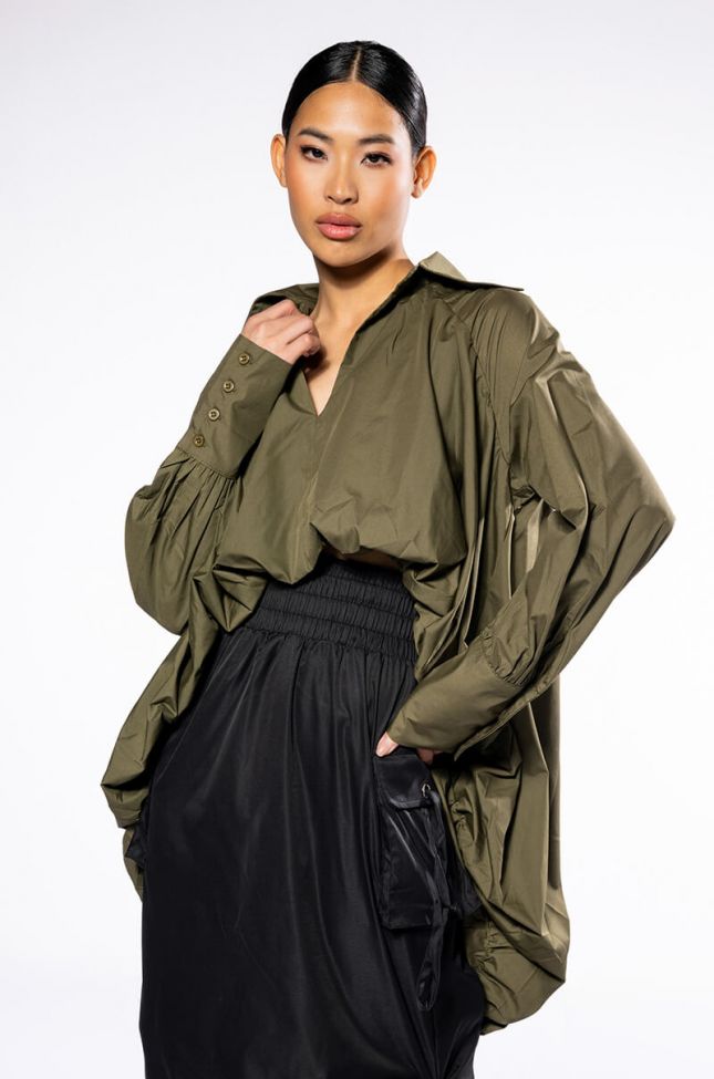 THE MUST HAVE BUBBLE POPLIN BLOUSE